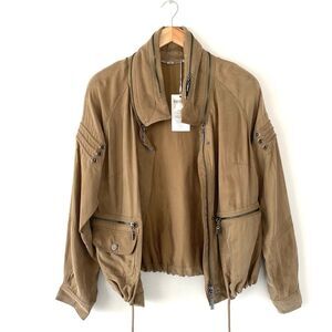 Madeleine Khaki Military Bomber Jacket sz 10